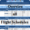 Overview flight schedules by countries and airlines with flight days, flight number and mention nonstop flight.